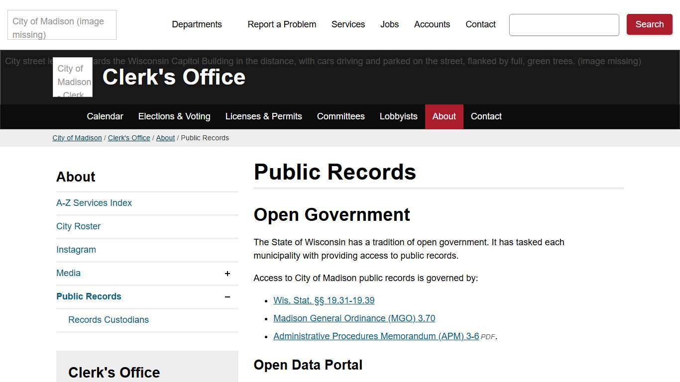 Public Records Clerk's Office City of Madison, WI