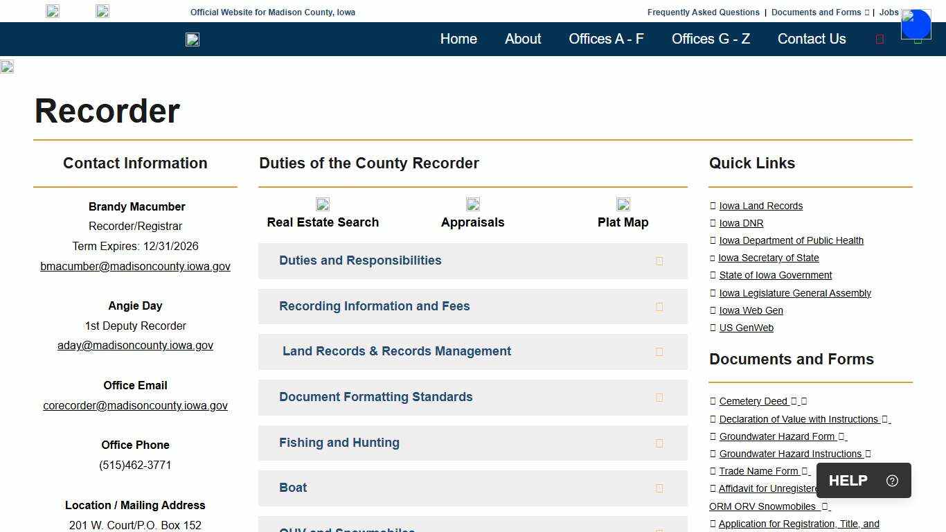 Recorder Madison County, Iowa - Madison County Iowa